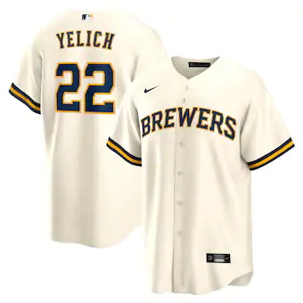 mens nike christian yelich cream milwaukee brewers alternat